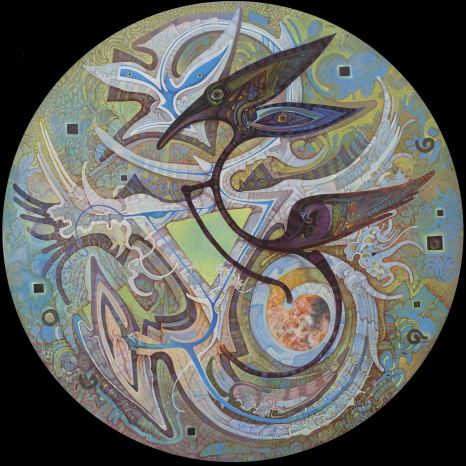 Zoran Ivanović, “Phoenix”, 2011, oil on canvas, diameter 95cm
